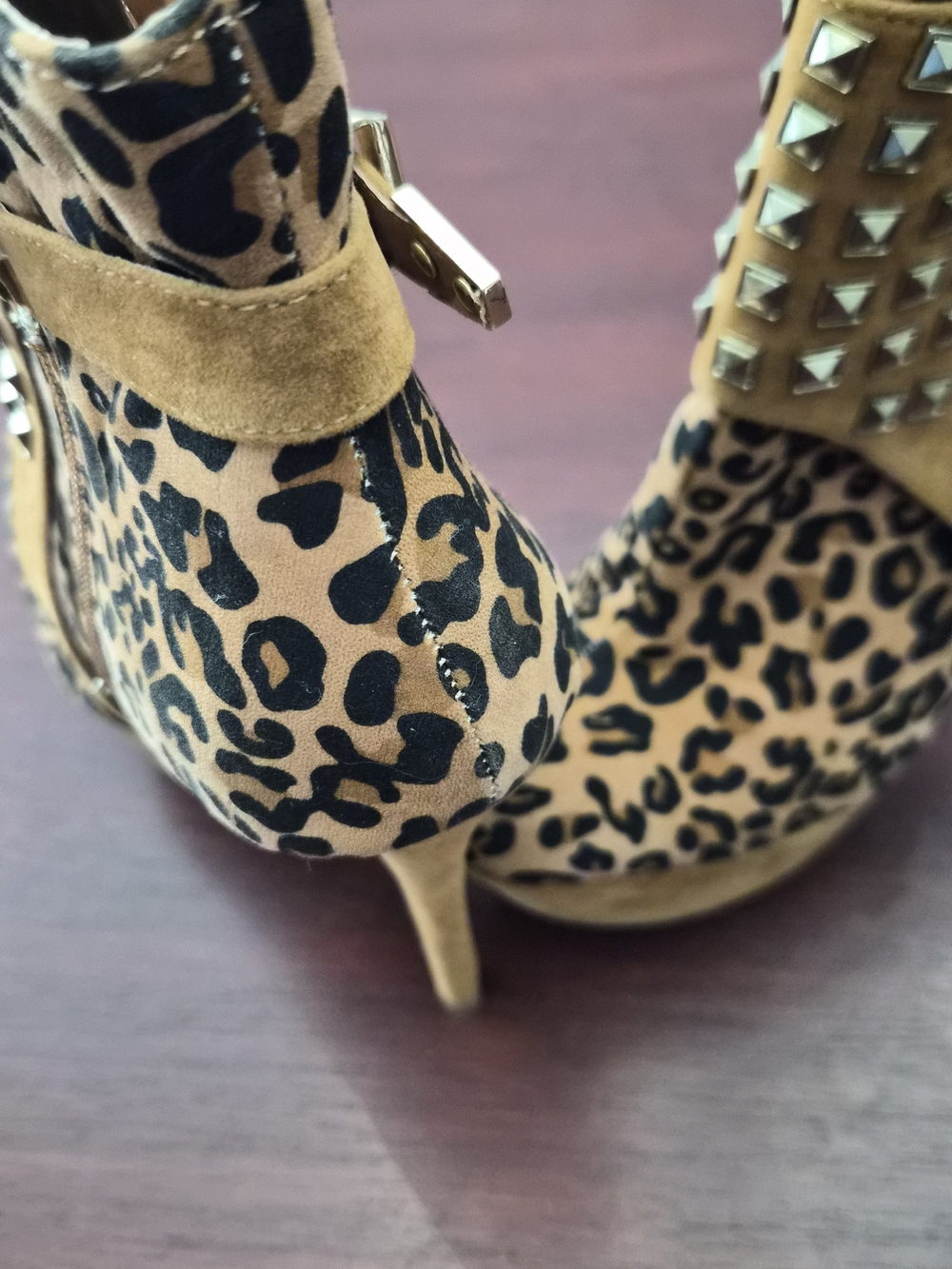 Leopard Print Studded Platform Ankle Boots - Women - Picture 10 of 14